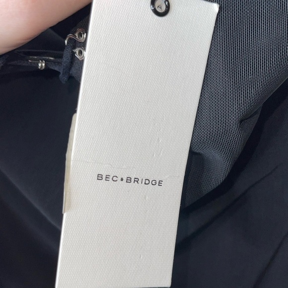 NWT BEC + BRIDGE Black Lace Up Corset Strapless Asymmetrical Midi Dress Size 2 - Picture 9 of 10